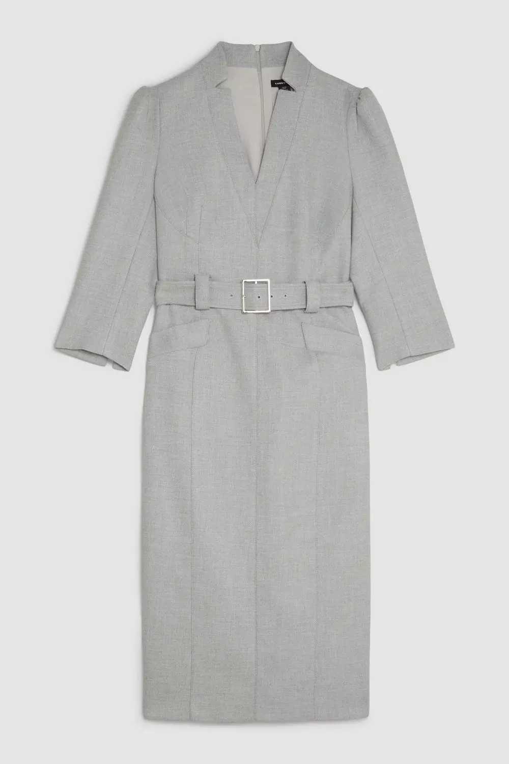 KAREN MILLEN 日本未入荷 ビスコースリネン ベルト プレイスーツ KAREN MILLEN】チェックテーラードカラーレスベルトブレザー